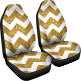 Gold And White Chevron Pattern Print Universal Fit Car Seat Covers 102422