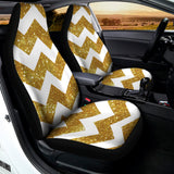 Gold And White Chevron Pattern Print Universal Fit Car Seat Covers 102422