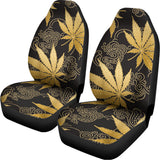 Gold Cannabis Leaf Pattern Print Universal Fit Car Seat Covers 102422