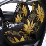 Gold Cannabis Leaf Pattern Print Universal Fit Car Seat Covers 102422