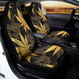 Gold Cannabis Leaf Pattern Print Universal Fit Car Seat Covers 102422