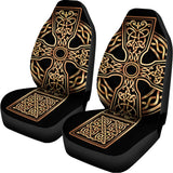 Gold Celtic Knot Cross Print Universal Fit Car Seat Covers 102422