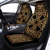 Gold Celtic Knot Cross Print Universal Fit Car Seat Covers 102422