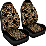 Gold Celtic Knot Cross Print Universal Fit Car Seat Covers 102422