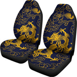 Gold Japanese Dragon Pattern Print Universal Fit Car Seat Covers 102422