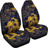 Gold Japanese Dragon Pattern Print Universal Fit Car Seat Covers 102422
