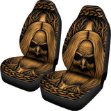 Gold Odin With Huginn And Muninn Print Universal Fit Car Seat Covers 102422
