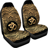 Gold Om Mandala Print Universal Fit Car Seat Covers 102422
