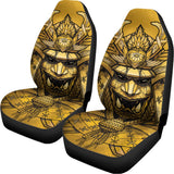 Gold Samurai Mask Print Universal Fit Car Seat Covers 102422