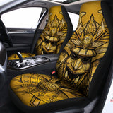 Gold Samurai Mask Print Universal Fit Car Seat Covers 102422
