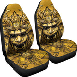 Gold Samurai Mask Print Universal Fit Car Seat Covers 102422