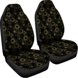 Gold Sun And Moon Pattern Print Universal Fit Car Seat Covers 102422