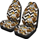 Gold Tropical Skull Pattern Print Universal Fit Car Seat Covers 102422