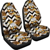 Gold Tropical Skull Pattern Print Universal Fit Car Seat Covers 102422