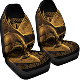 Gold Viking God Odin And Crow Print Universal Fit Car Seat Covers 102422