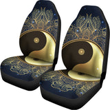 Gold Yin Yang Mandala Print Universal Fit Car Seat Covers 102422