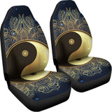 Gold Yin Yang Mandala Print Universal Fit Car Seat Covers 102422
