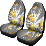 Golden Dollar Sign Explosion Print Universal Fit Car Seat Covers 102422