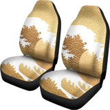 Golden Kanagawa Wave Print Universal Fit Car Seat Covers 102422