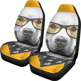 Golden Retriever With Glasses Print Universal Fit Car Seat Covers 102422