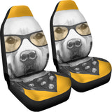 Golden Retriever With Glasses Print Universal Fit Car Seat Covers 102422