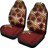 Golden Snowflake Print Universal Fit Car Seat Covers 102422