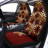 Golden Snowflake Print Universal Fit Car Seat Covers 102422