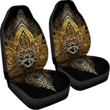 Golden Spiritual Lotus Print Universal Fit Car Seat Covers 102422