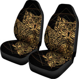 Golden Spiritual Owl Print Universal Fit Car Seat Covers 102422