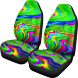 Green Abstract Liquid Trippy Print Universal Fit Car Seat Covers 102422