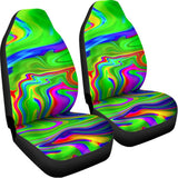 Green Abstract Liquid Trippy Print Universal Fit Car Seat Covers 102422