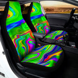 Green Abstract Liquid Trippy Print Universal Fit Car Seat Covers 102422