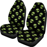 Green Alien Face Pattern Print Universal Fit Car Seat Covers 102422