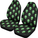 Green Alien Face Print Universal Fit Car Seat Covers 102422