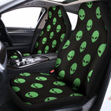 Green Alien Face Print Universal Fit Car Seat Covers 102422