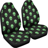 Green Alien Face Print Universal Fit Car Seat Covers 102422