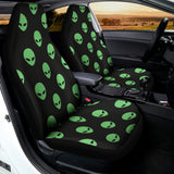 Green Alien Face Print Universal Fit Car Seat Covers 102422