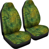 Green And Black African Ethnic Print Universal Fit Car Seat Covers 102422