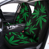 Green And Black Cannabis Leaf Print Universal Fit Car Seat Covers 102422