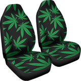 Green And Black Cannabis Leaf Print Universal Fit Car Seat Covers 102422