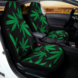 Green And Black Cannabis Leaf Print Universal Fit Car Seat Covers 102422