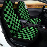 Green And Black Checkered Pattern Print Universal Fit Car Seat Covers 102422