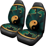 Green And Gold Chinese Zodiac Print Universal Fit Car Seat Covers 102422