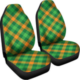 Green And Orange Buffalo Plaid Print Universal Fit Car Seat Covers 102422