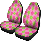 Green And Pink Argyle Pattern Print Universal Fit Car Seat Covers 102422