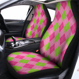 Green And Pink Argyle Pattern Print Universal Fit Car Seat Covers 102422
