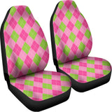 Green And Pink Argyle Pattern Print Universal Fit Car Seat Covers 102422