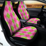 Green And Pink Argyle Pattern Print Universal Fit Car Seat Covers 102422