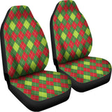 Green And Red Christmas Argyle Print Universal Fit Car Seat Covers 102422