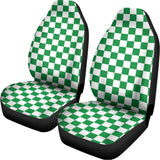 Green And White Checkered Pattern Print Universal Fit Car Seat Covers 102422